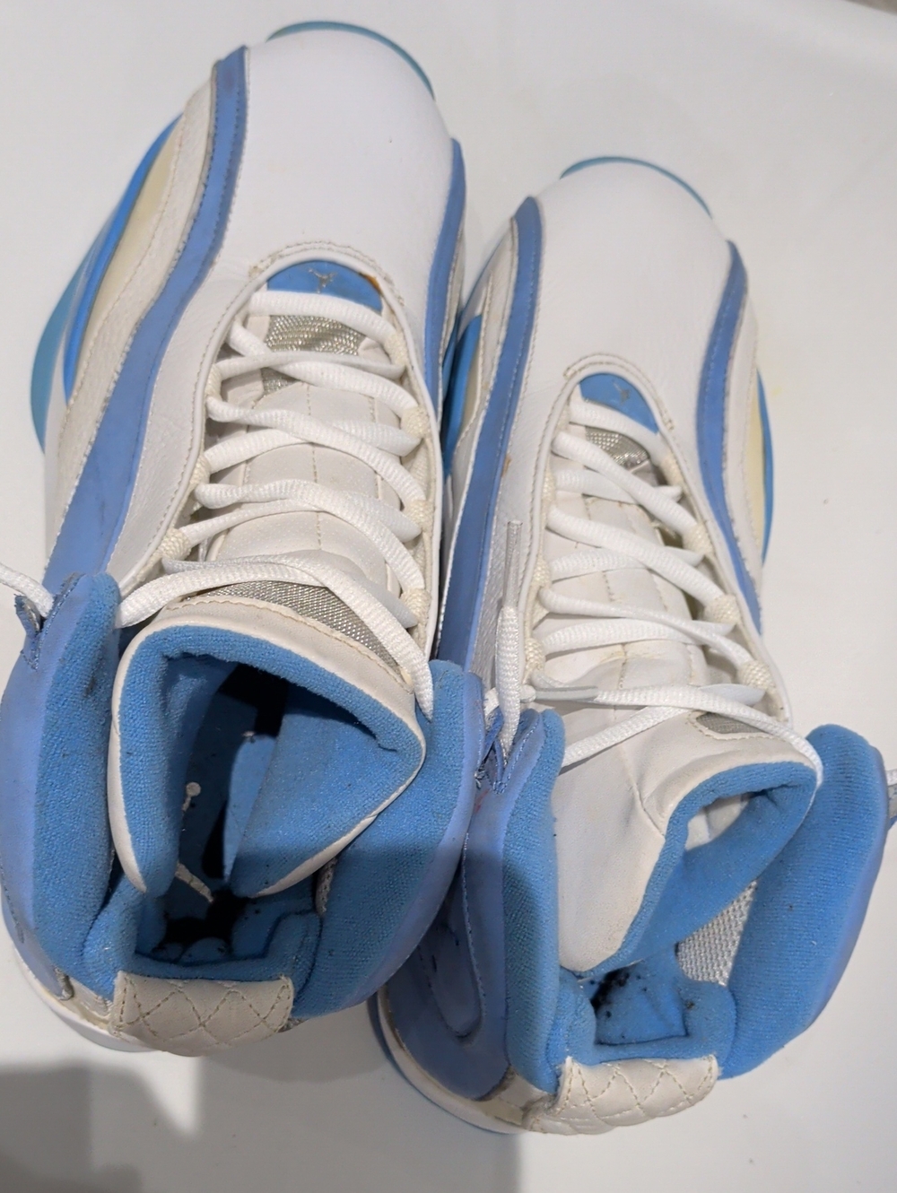 Jordan White and Light Blue High-Top Sneakers
